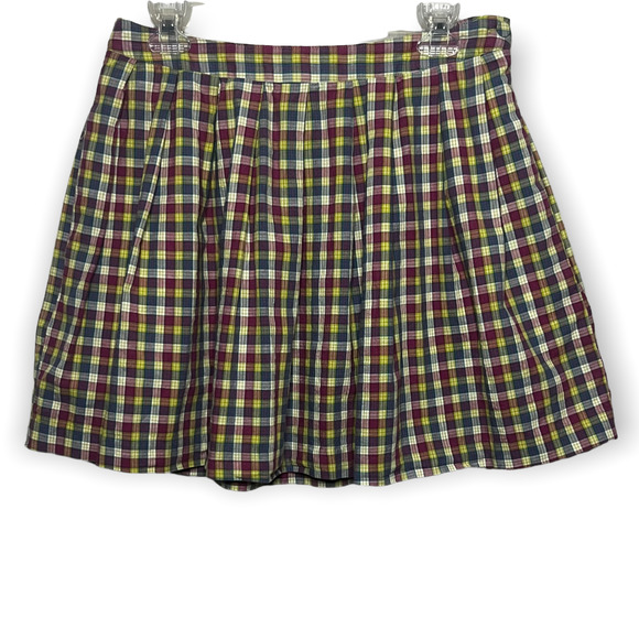Urban Outfitters Cooperative Multicolor Pastel Plaid Pleated Skater Skirt Sz 10 - Picture 1 of 10